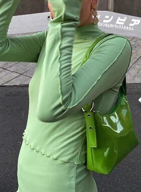 现货 SILFEN丹麦小众品牌新款可调节女士单肩腋下包漆皮包托特包