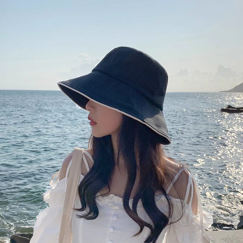 显脸小渔夫帽子女夏季小边遮脸遮阳防晒帽防紫外线太阳帽大帽檐