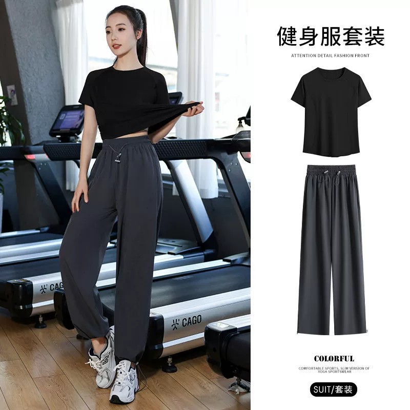 运动套装女2026新款短袖瑜伽服上衣春秋小个子跑步健身训练服长裤