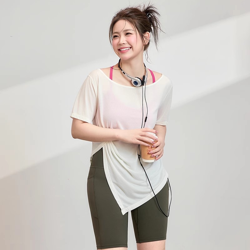 2026新款运动罩衫女夏季胖mm大码速干上衣t恤瑜伽健身服短袖套装