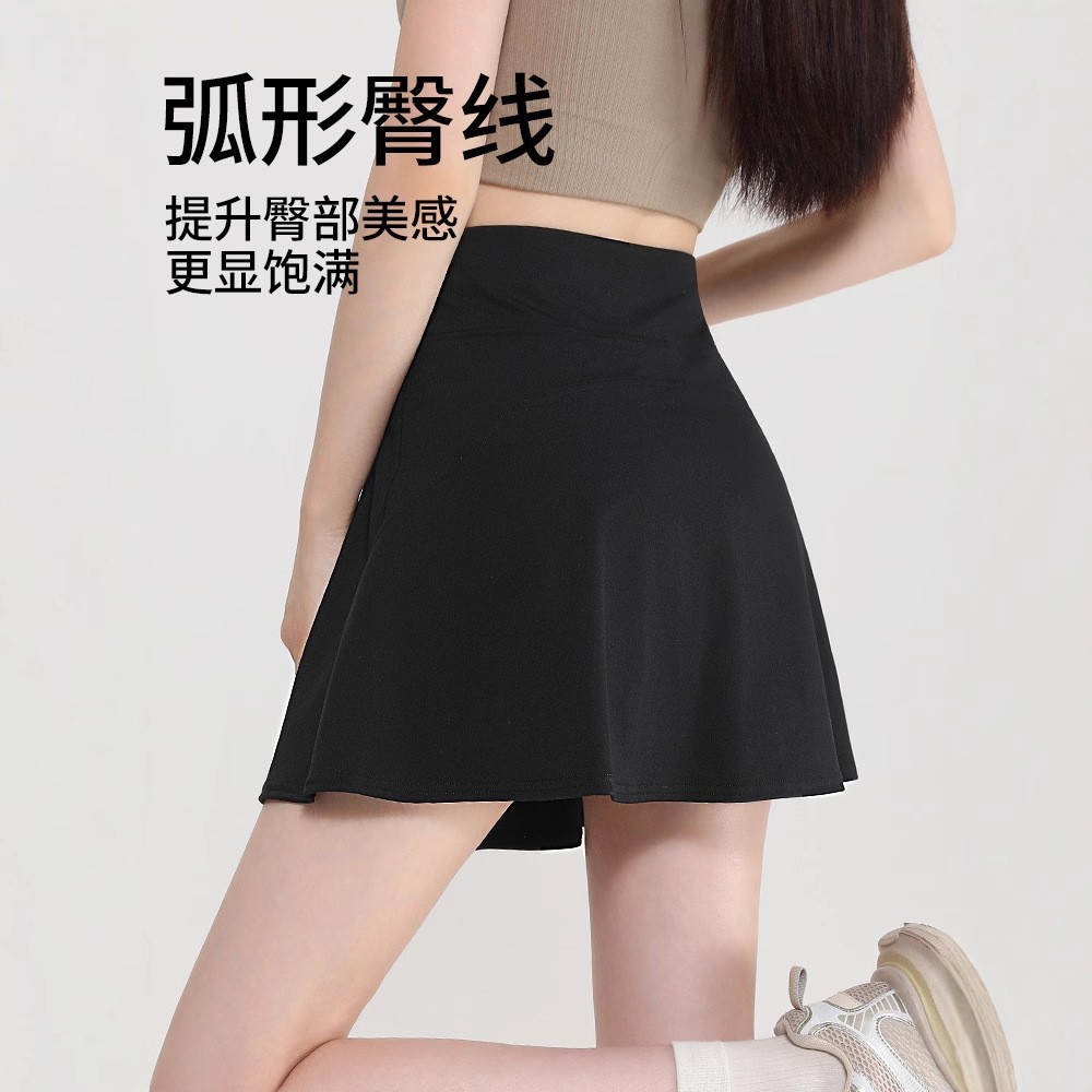 运动短裙夏季薄款透气速干网球裙大码跑步假两件防走光健身瑜伽裙