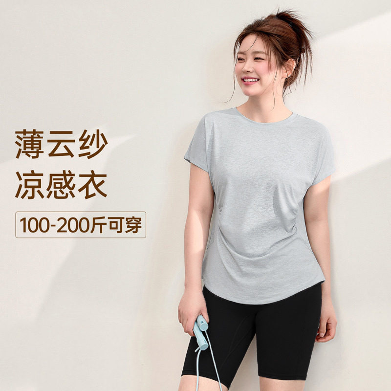 2026新款运动套装女夏季胖mm大码速干短袖t恤修身显瘦瑜伽健身服