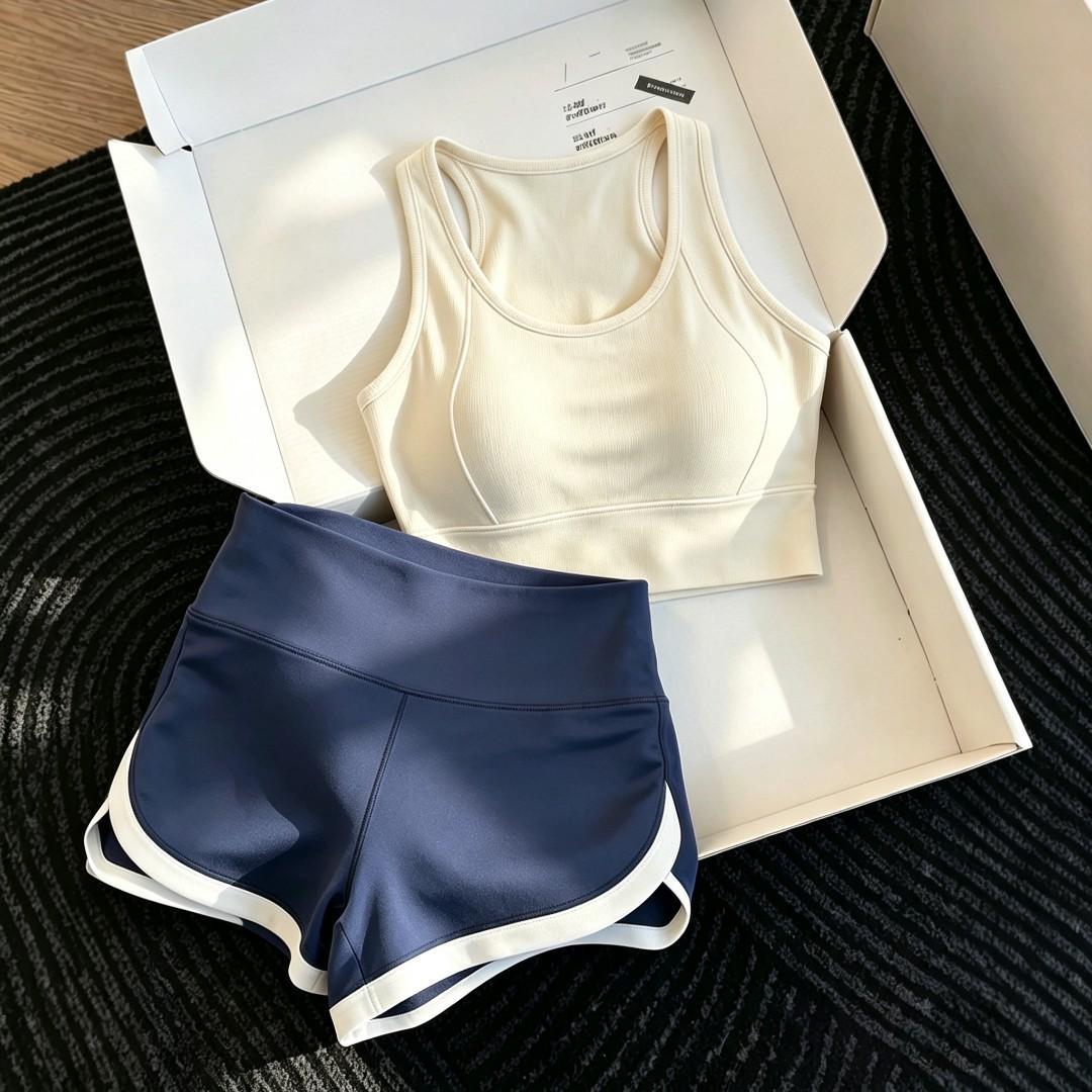 大码胖mm运动套装女2026新款蜜桃提臀短裤紧身跑步瑜伽服健身热裤