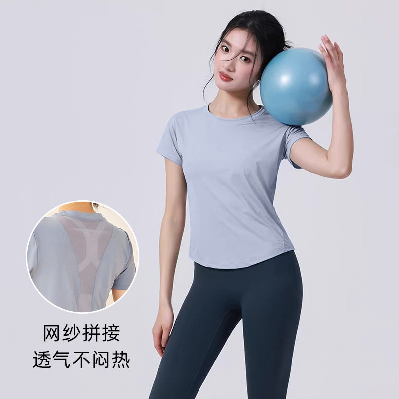 大码宽松跑步运动T恤女春季健身服短袖健身房速干衣显瘦瑜伽服
