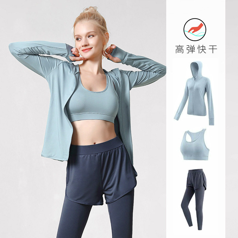 运动套装女春夏晨跑健身服外套大码胖mm跑步长袖瑜伽服上衣训练服