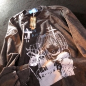 Daiwing t恤 秋冬亚文化复古卡通情侣宽松洗水长袖 感动 是细节