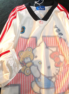 Daiwing 日系kitt猫透气网眼甜妹长袖t恤早秋运动宽松v领插肩球衣