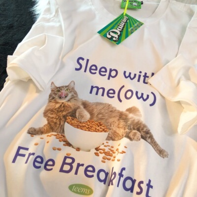 Daiwing设计感甜酷猫咪情侣短袖