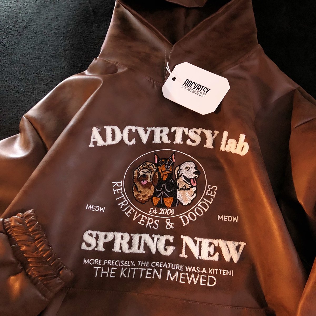 Daiwing 朋友圈bb机 美拉德古着情侣毛巾绣花皮卫衣小众设计外套