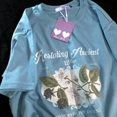 信差 风是冬天 夏季 田园风油画半袖 T恤 Daiwing 情侣短袖 今天