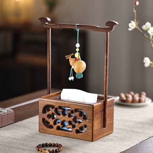 异丽中式实木纸巾盒复古抽纸盒