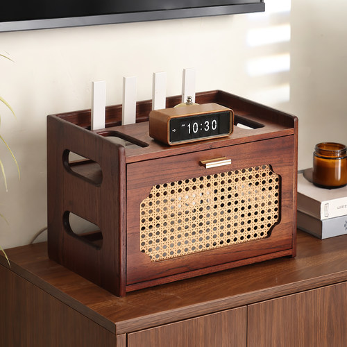 异丽实木路由机顶盒收纳置物架