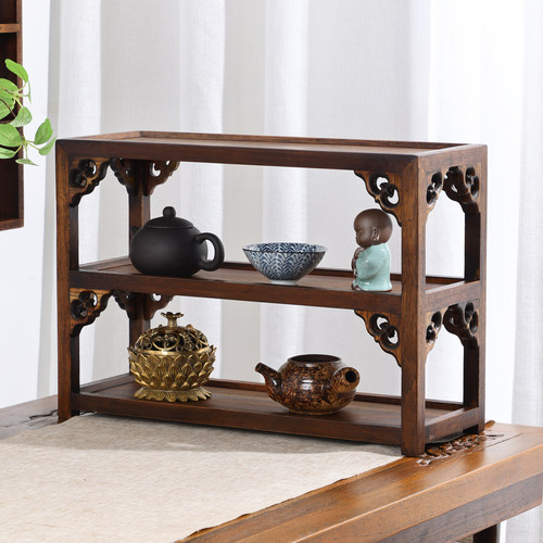 异丽柚木桌面多宝阁茶杯架子