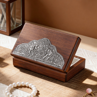 异丽实木首饰盒收纳盒便携小型高档精致圣诞节礼物黄金手饰品盒