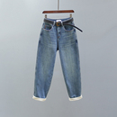 子 欧货宽松休闲哈伦萝卜裤 加绒加厚高腰哈伦牛仔裤 女2025秋冬新款