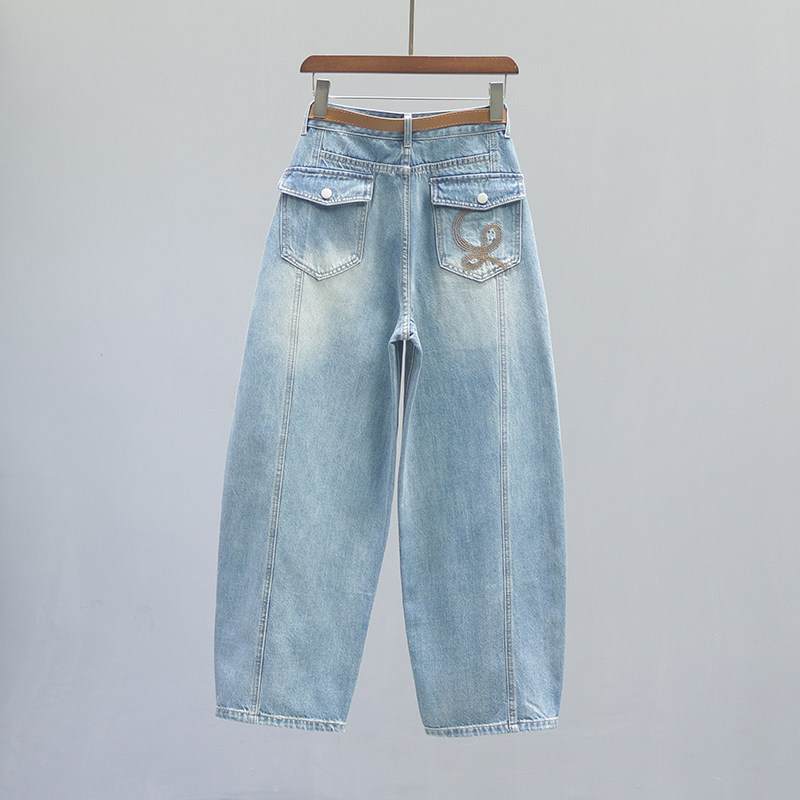 2026春季新款复古高腰老爹弯刀牛仔裤女欧货宽松休闲阔腿镰刀裤子,女装/女士精品,牛仔裤,淘宝优惠券,粉丝福利购,淘宝优惠卷