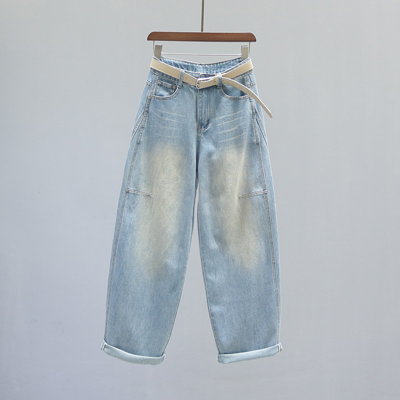 复古高腰弯刀牛仔裤女2026春季新款宽松休闲老爹阔腿香蕉镰刀裤子,女装/女士精品,牛仔裤,淘宝优惠券,粉丝福利购,淘宝优惠卷