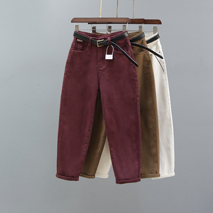 子显瘦 女欧货百搭宽松休闲老爹萝卜裤 2025秋冬新款 高腰哈伦牛仔裤