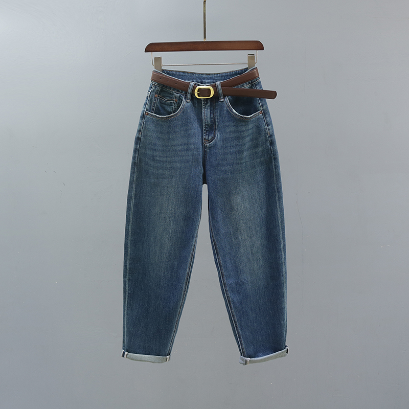 老爹牛仔裤2025春秋哈伦萝卜裤子