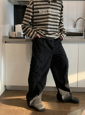 UPDAYWANG直筒工装潮流复古休闲裤男 百搭弯道纯色情侣嘻哈裤