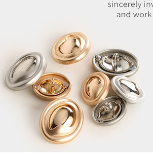 高档大衣羊绒呢绒风衣小香风椭圆形金属扣女士纽扣高脚眼珠钮扣子