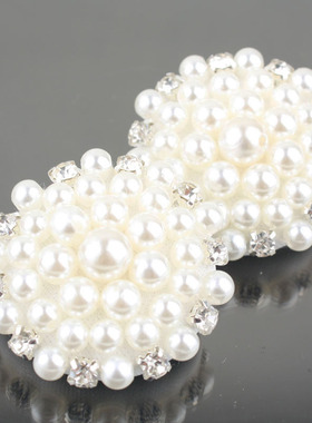 高档女珍珠扣子水钻皇冠衣服钮扣白色大衣风衣装饰扣毛衣纽扣35mm