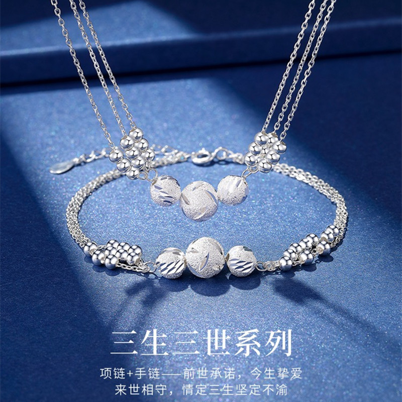 德式三生三世多层雕花转运珠女生项链小众设计新款轻奢小圆珠项链