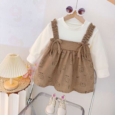 2025春季新款儿童假两件卡通洋气