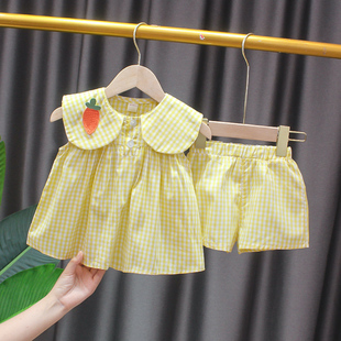 小女孩宝宝小童婴儿幼儿童洋气可爱两件套夏季 薄款 套装 女童夏装 潮