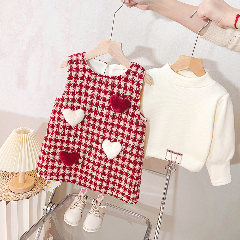 女童新年连衣裙秋冬小香风背心裙2024新款儿童洋气时髦连衣裙宝宝