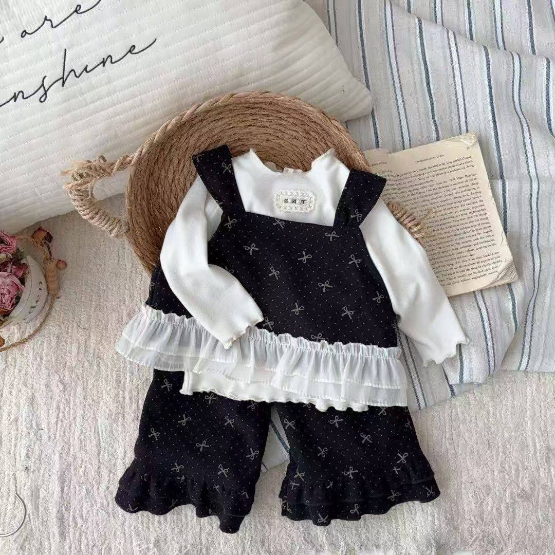 宝宝秋季套装2025年新款女童春秋款洋气可爱背心吊带阔腿裤三件套
