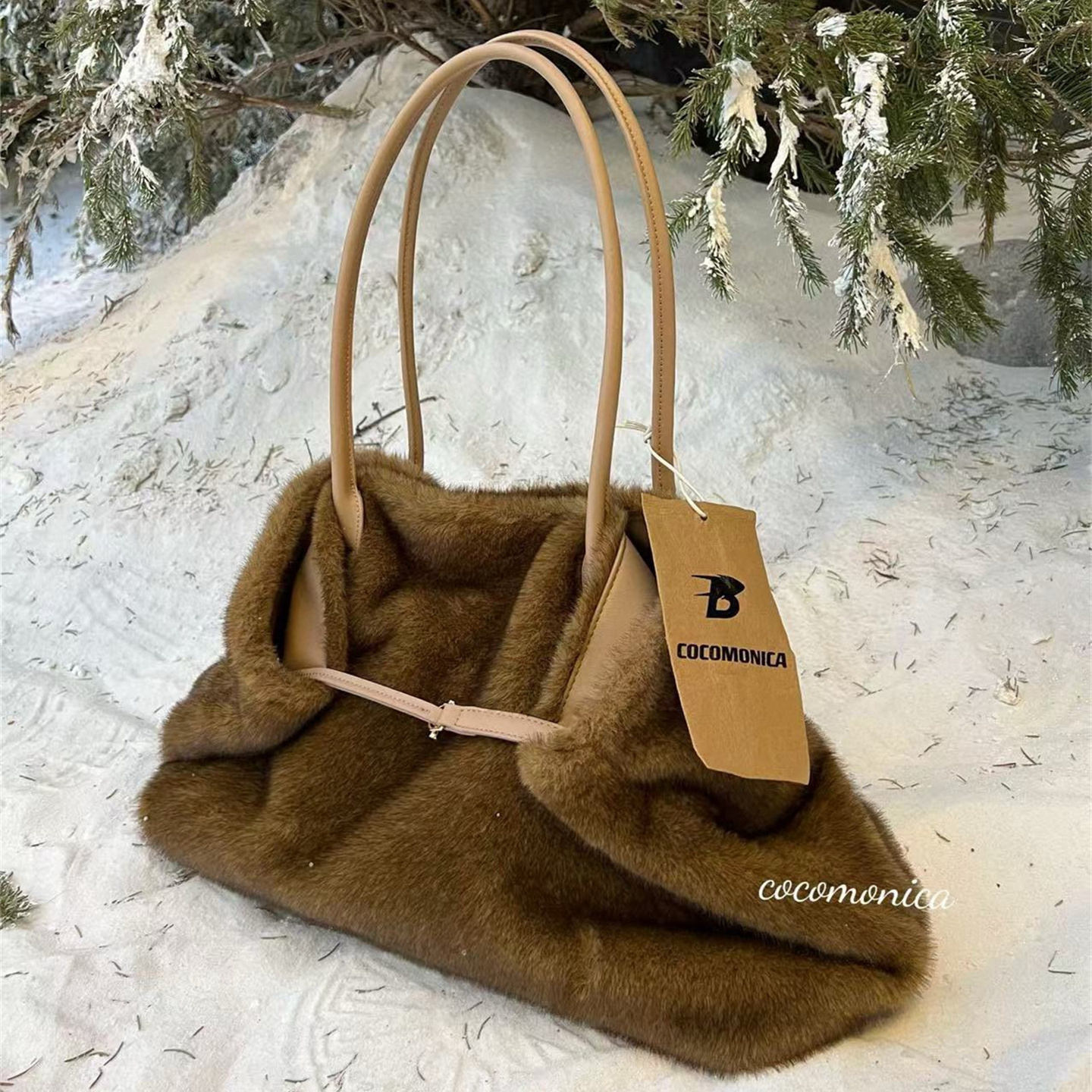 冬季毛绒包特大容量包单肩腋下包