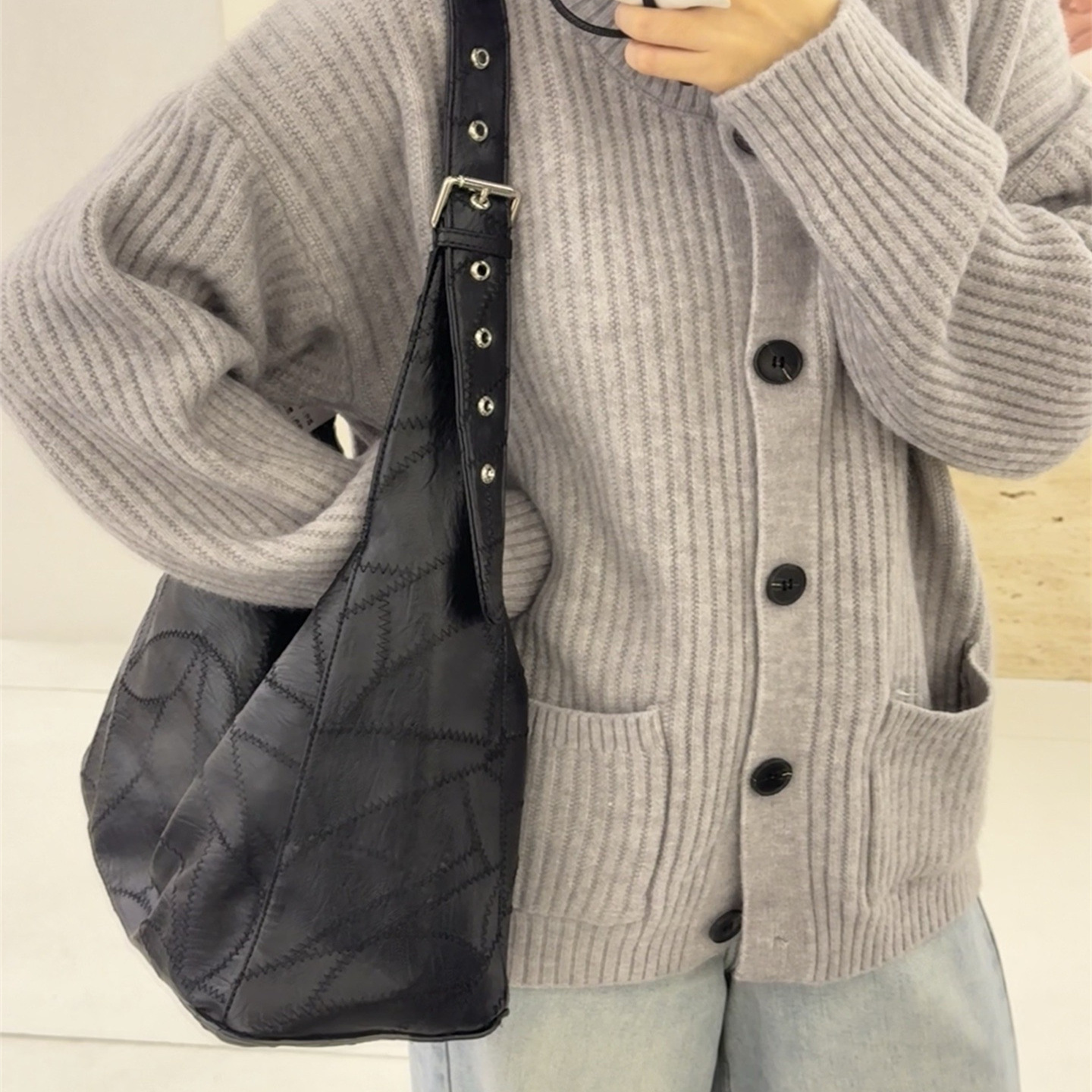 百搭小众皱皮复古休闲质感腋下包