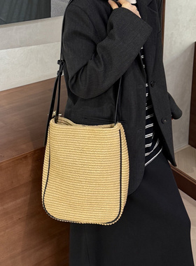 2026新款草编织托特包女大容量手提包通勤度假风软把单肩包