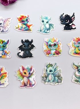 新款龙年卡通亚克力树脂平面贴片DIY发饰材料胸针配件5个价240318