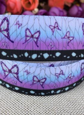 25-38mm新款鬼灭渐变蝴蝶印罗纹织带diy发饰材料201266