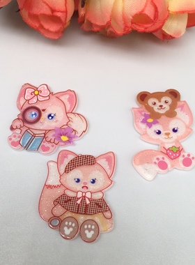 新款可爱卡通平面树脂贴片diy发饰材料胸针配件5个价230302