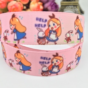 22mm新款 材料辅料m23060703 公主印花罗纹织带Diy发饰材料包装