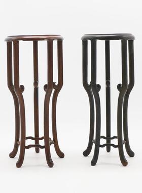 红木底座 大红酸枝圆形小花架家居客厅摆件花盆盆栽底座