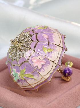 金属珐琅彩首饰盒雨伞摆件创意家居饰品收纳盒戒指盒轻奢手工艺品