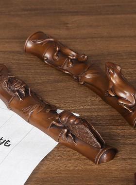 紫知足铜常乐镇纸件文房摆宝镇四尺教师节紫铜小知礼物礼品铜饰品