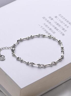 网红-925纯银复古手链轻奢小众设计女款时尚骨节个性银饰品礼物