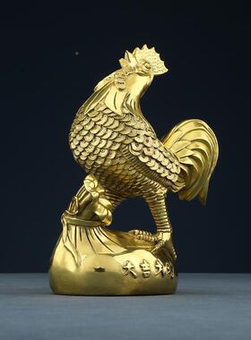 生鸡摆肖件铜艺工品件公鸡钱袋金钱鸡家居摆小/大钱铜饰品