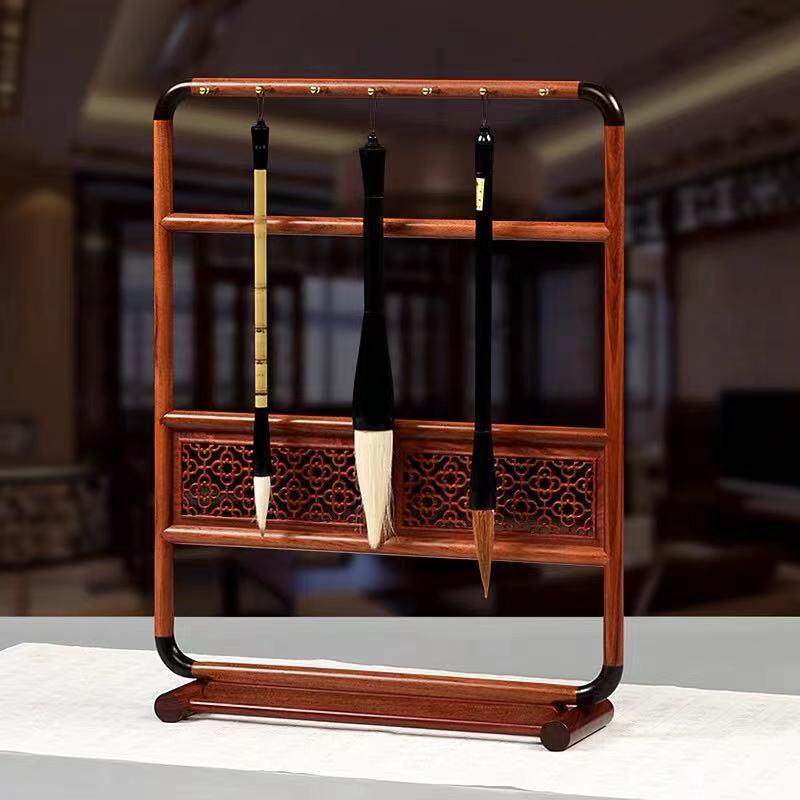 红木毛笔架 实木质酸枝木创意毛笔挂 文房四宝书法用品