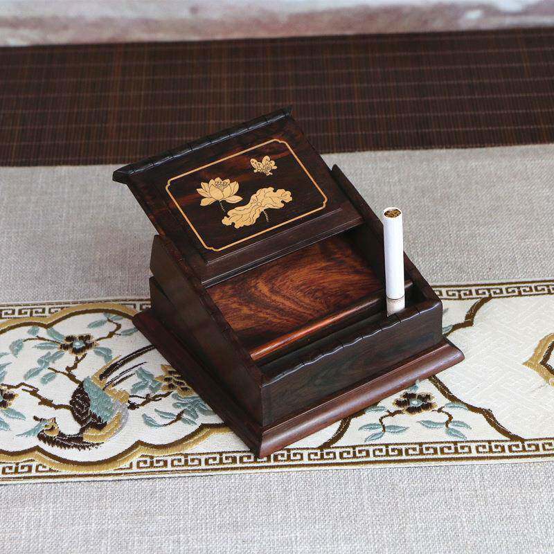 红木烟盒便捷取烟器红酸枝木烟跳半自动弹烟盒烟灰缸伴侣大红酸枝
