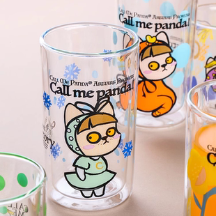 CALL ME PANDA Lily-BIT比特玻璃杯 卡通图案杯子 水杯酒杯400ml