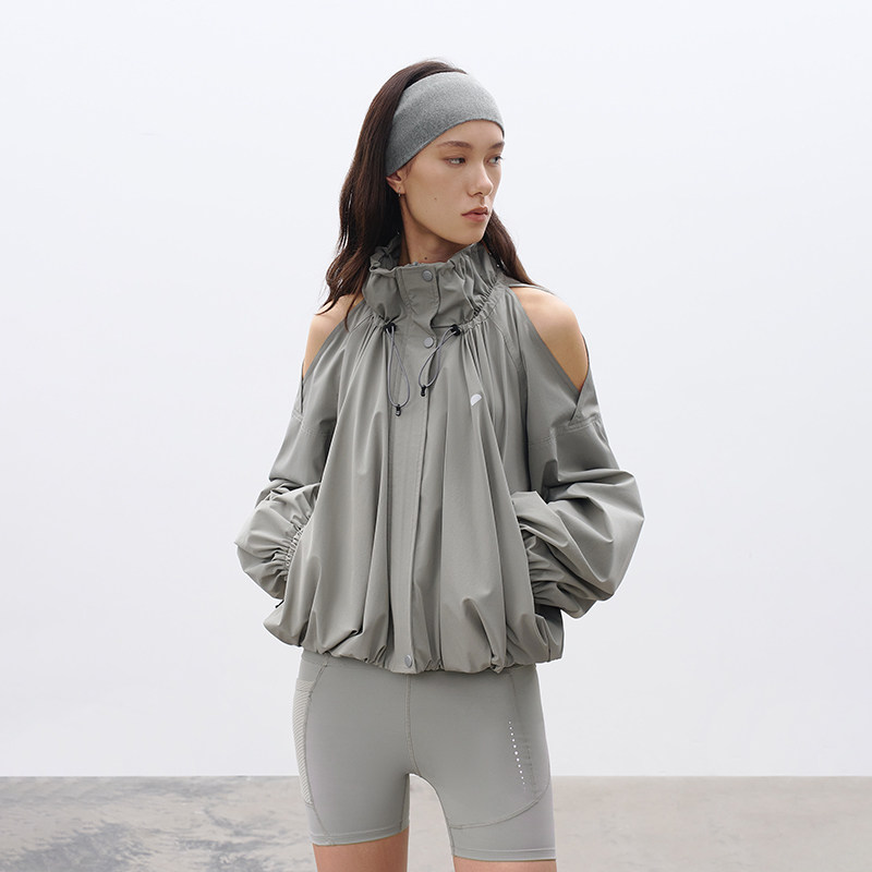 半圆原创设计女装[运动]2026春宽松休闲长袖立领镂空花苞外套女,女装/女士精品,短外套,淘宝优惠券,粉丝福利购,淘宝优惠卷