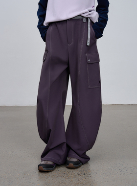 半圆原创女装2025[运动]秋季中腰宽松休闲加厚工装户外弯刀裤子女