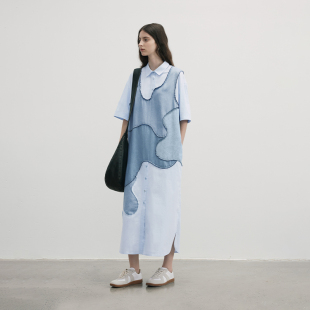 经典 高端宽松遮肚休闲连衣裙女长裙 半圆原创设计感品牌2026年夏季