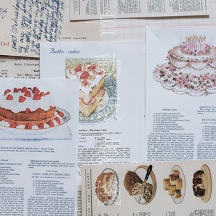 分装 | 韩国 popo factory 蛋糕甜点食物菜谱便签 复古书页拼贴